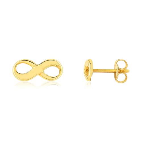 Boucles d'oreilles or 375 jaune, motif infini