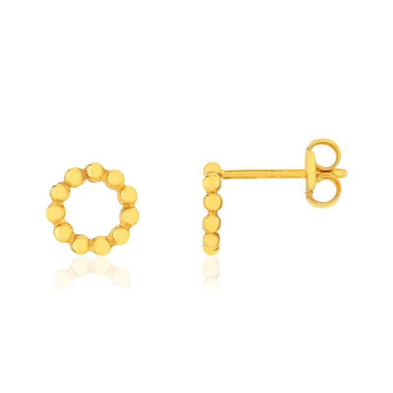 Boucles d'oreilles or 375 jaune, motif boules - vue 1
