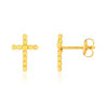 Boucles d'oreilles or 375 jaune, motif croix perlé - vue V1