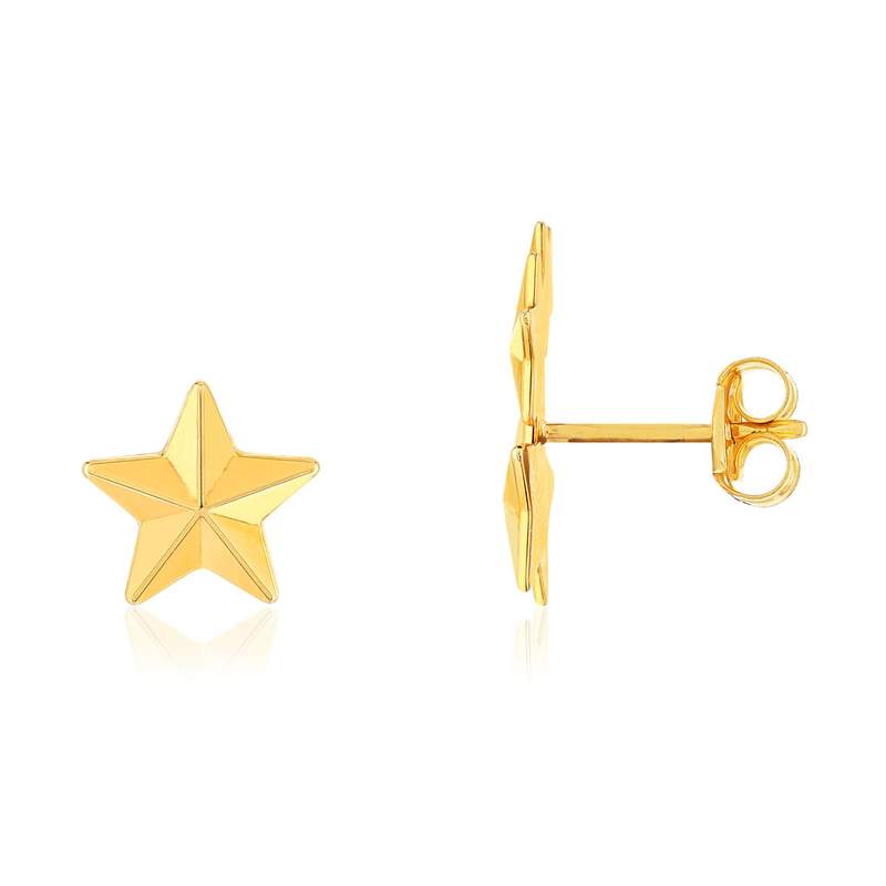 Boucles d'oreilles or 375 jaune, motif étoiles - vue D1