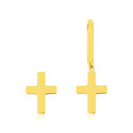 Boucles d'oreilles or 375 jaune, motif croix - vue 1