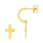 Boucles d'oreilles or 375 jaune, motif croix - vue D1
