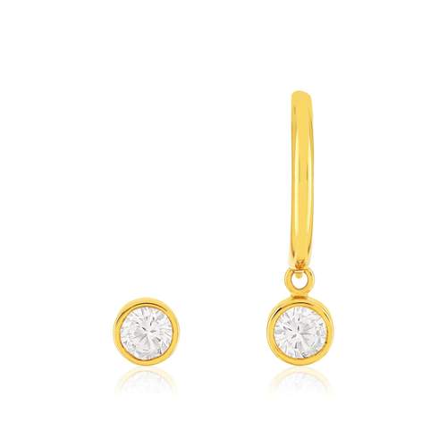 Boucles d'oreilles or 375 jaune zirconias