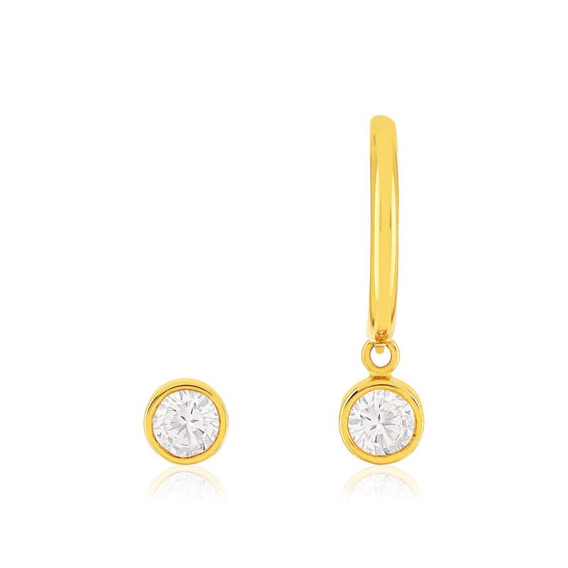 Boucles d'oreilles or 375 jaune zirconias - vue 1