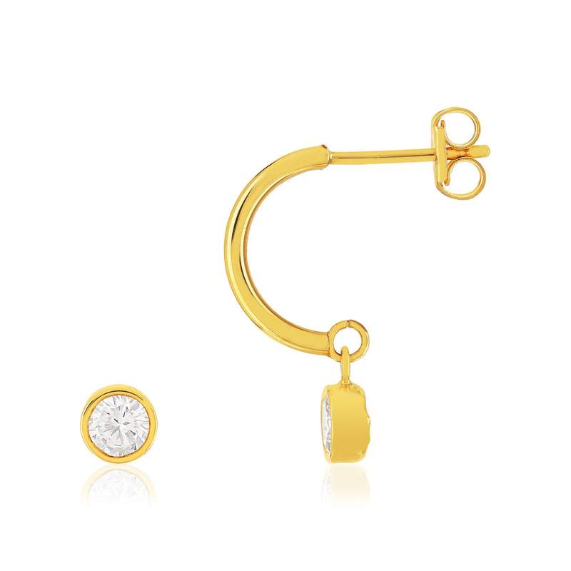 Boucles d'oreilles or 375 jaune zirconias - vue D1