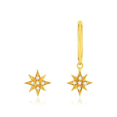 Boucles d'oreilles or 375 jaune zircconias - vue 1