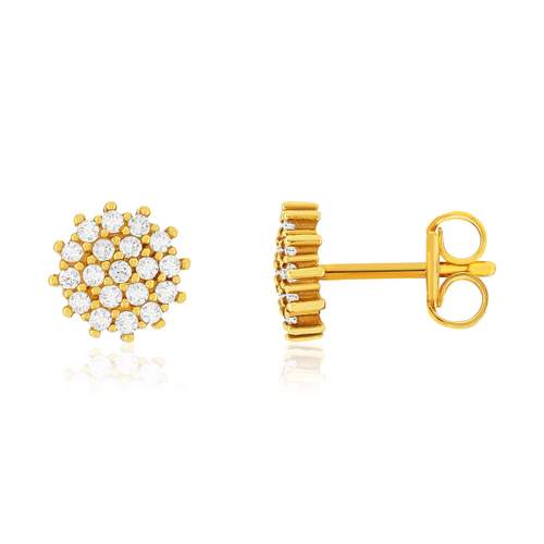 Boucles d'oreilles or 375 jaune zirconias