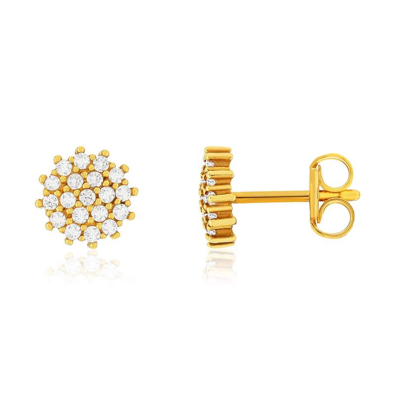 18K yellow gold earrings with zirconia stones - view 1