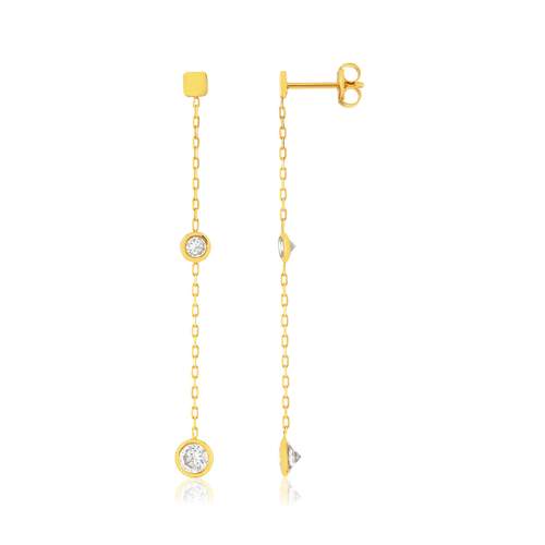 Boucles d'oreilles or 375 jaune zirconias