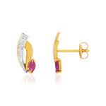 Boucles d'oreilles or 375 2 tons rubis - vue 1