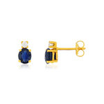 Boucles d'oreilles or 375 jaune saphirs zirconias - vue 1