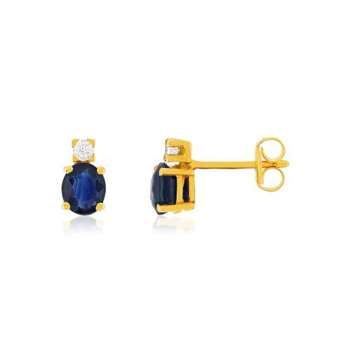 Boucles d'oreilles or 375 jaune saphirs zirconias