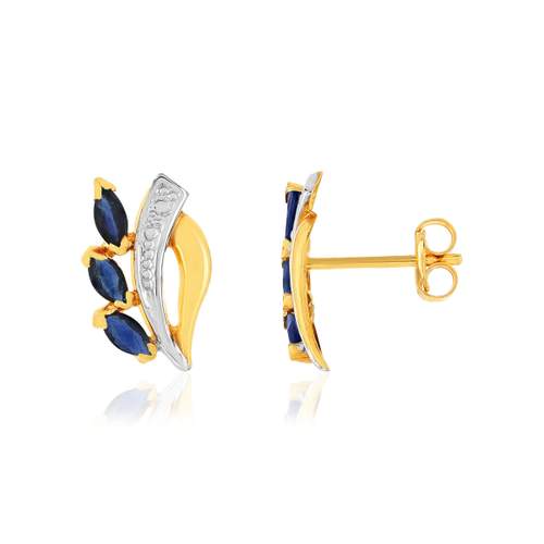 Boucles d'oreilles or 375 2 tons saphirs