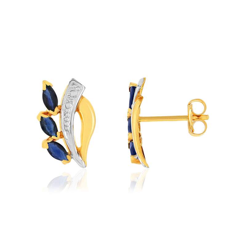 Boucles d'oreilles or 375 2 tons saphirs - vue 1