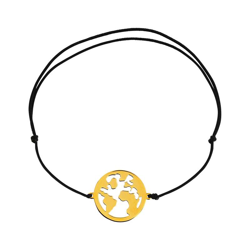 Bracelet or 375 jaune coton mappemonde - vue 1