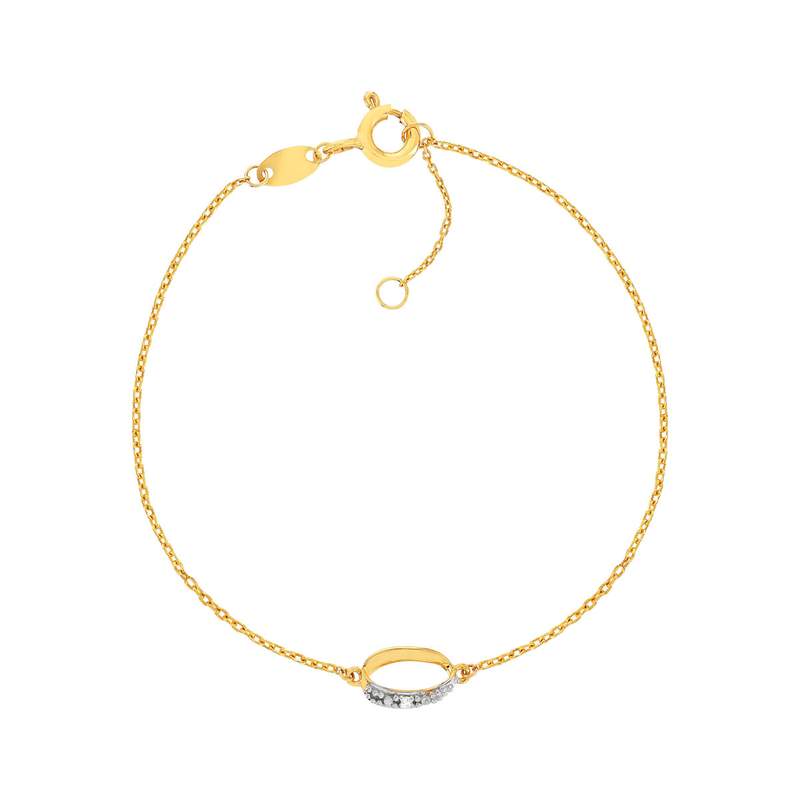 Bracelet or 375 2 tons diamant 18 cm - vue 1
