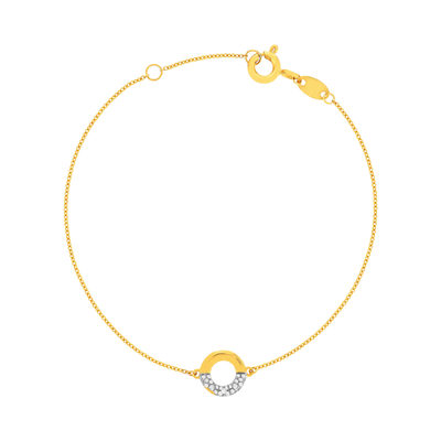 Gold bracelet 375 yellow gold diamond 18 cm