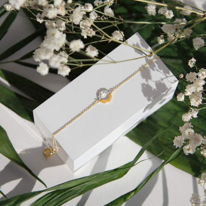 Bracelet or 375 or jaune diamant 18 cm - vue D1