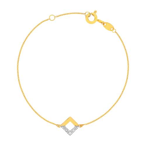 Bracelet or 375 2 tons diamant 18 cm