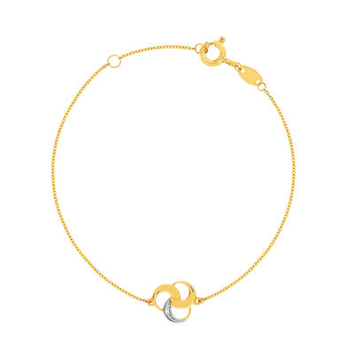 Gold bracelet 375 2-tone diamond 18 cm