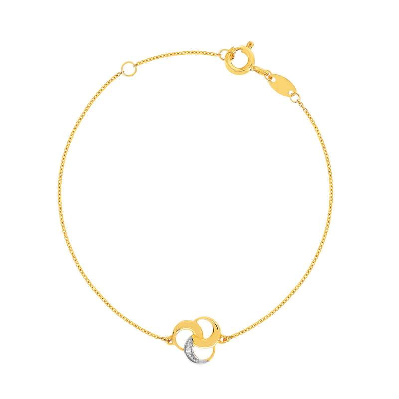 Bracelet or 375 2 tons diamant 18 cm - vue 1
