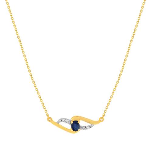 Collier or 375 2 tons saphir diamants 45 cm