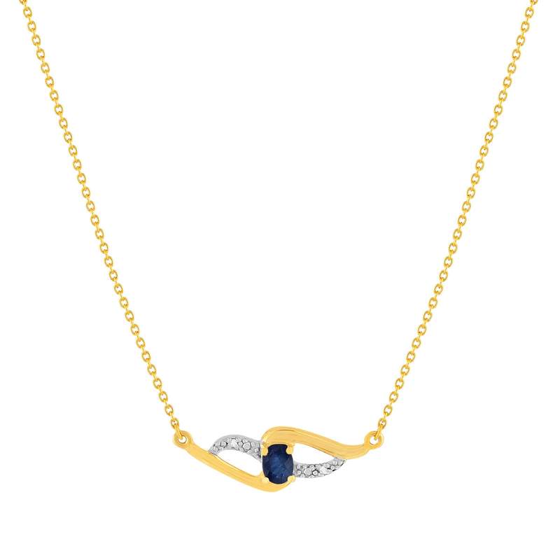 Collier or 375 2 tons saphir diamants 45 cm - vue 1