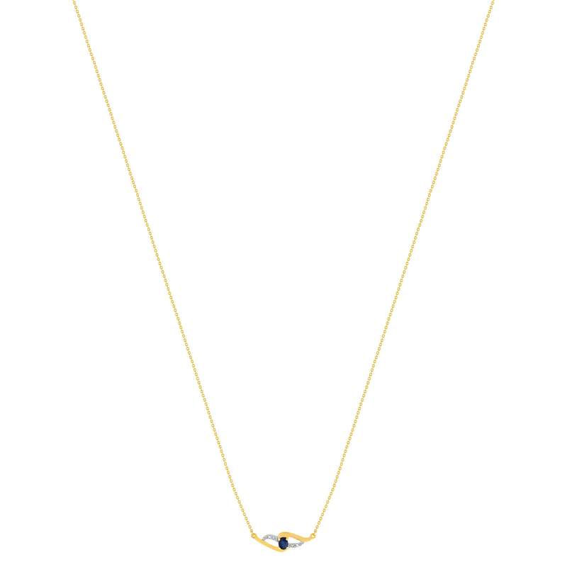 Collier or 375 2 tons saphir diamants 45 cm - vue 2