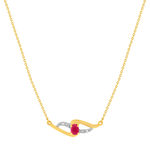 Collier or 375 jaune rubis diamants 45 cm - vue 1
