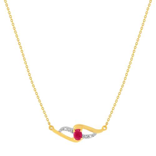 Collier or 375 jaune rubis diamants 45 cm