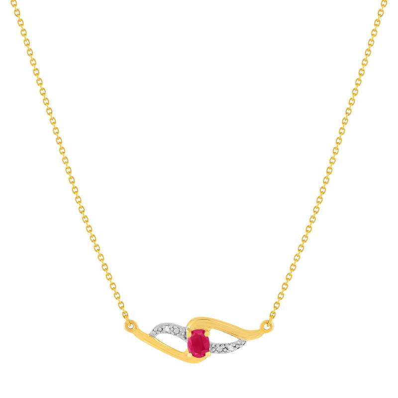 Collier or 375 jaune rubis diamants 45 cm - vue 1