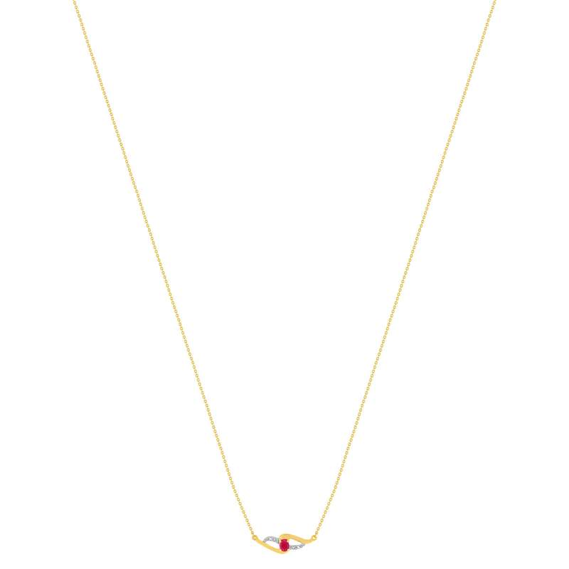 Collier or 375 jaune rubis diamants 45 cm - vue 2