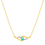 Collier or 375 jaune émeraude diamants 45 cm - vue 1