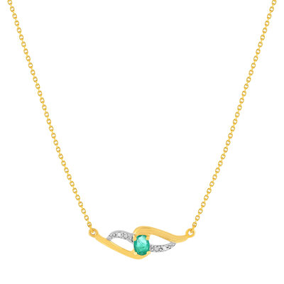 Collier or 375 jaune émeraude diamants 45 cm