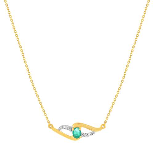 Collier or 375 jaune émeraude diamants 45 cm