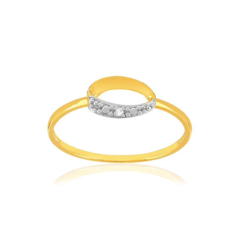 Bague or 375 2 tons diamant - vue 1