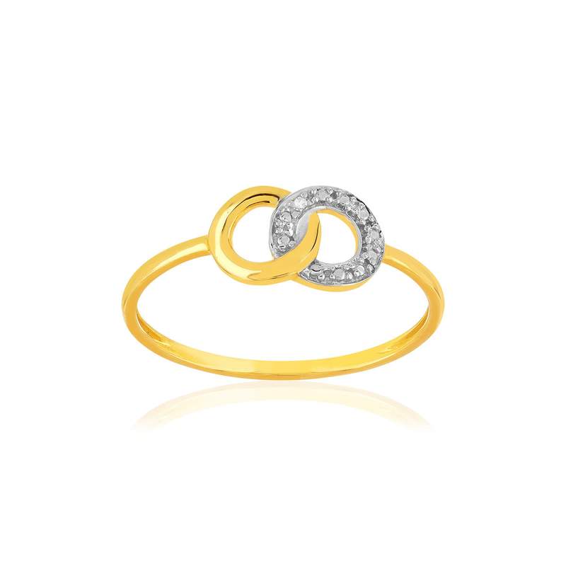 Bague or 375 2 tons diamant - vue 1