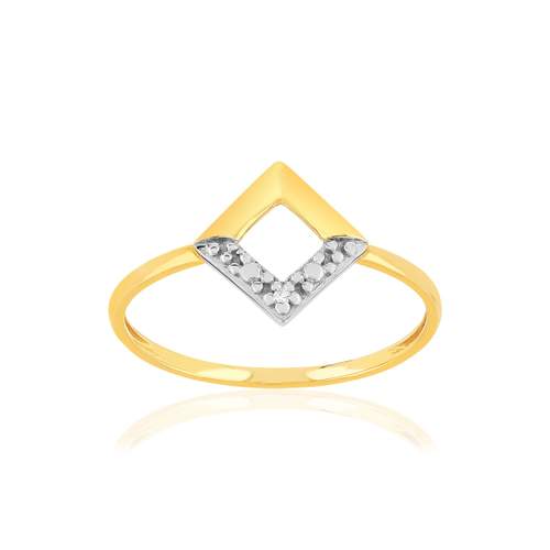 Bague or 375 2 tons diamant