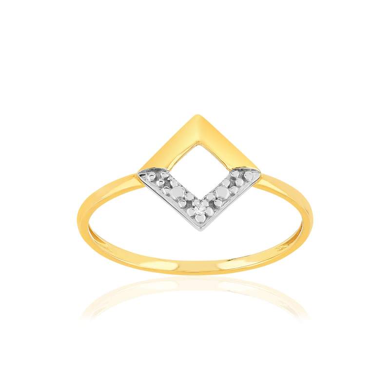 Bague or 375 2 tons diamant - vue 1