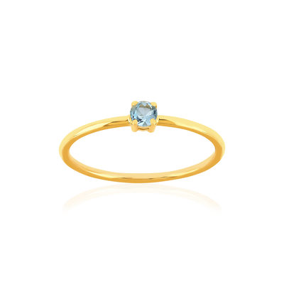 Bague or 375 jaune topaze bleue traitée - vue 1