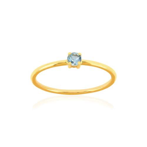 Gold ring 375 yellow treated blue topaz