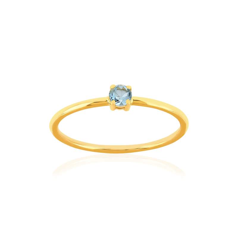Bague or 375 jaune topaze bleue traitée - vue 1