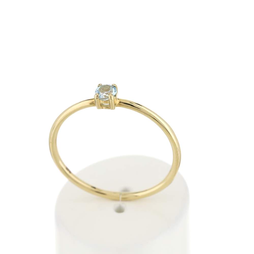 Bague or 375 jaune topaze bleue traitée - vue 2