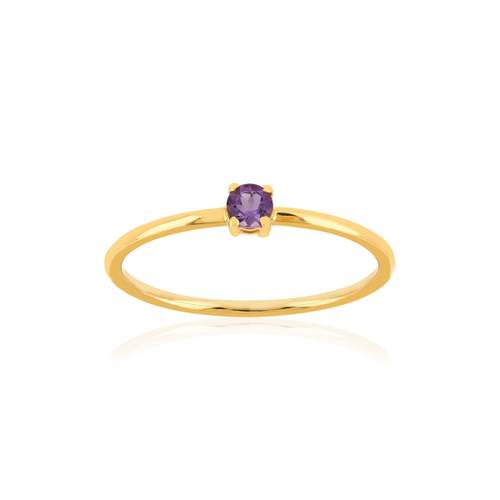 Bague or 375 jaune améthyste