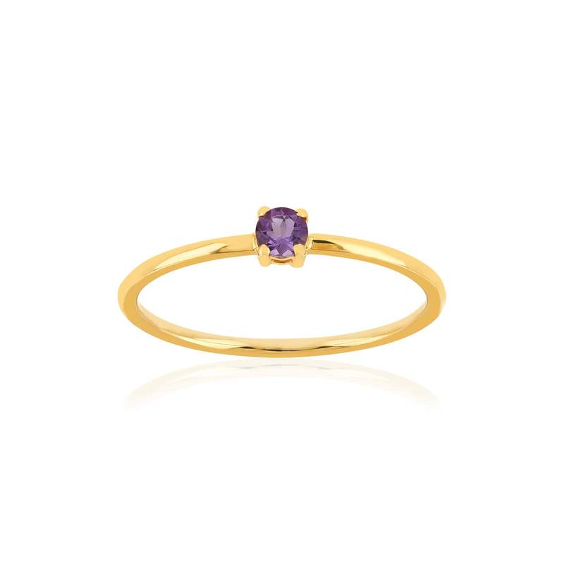 Bague or 375 jaune améthyste - vue 1