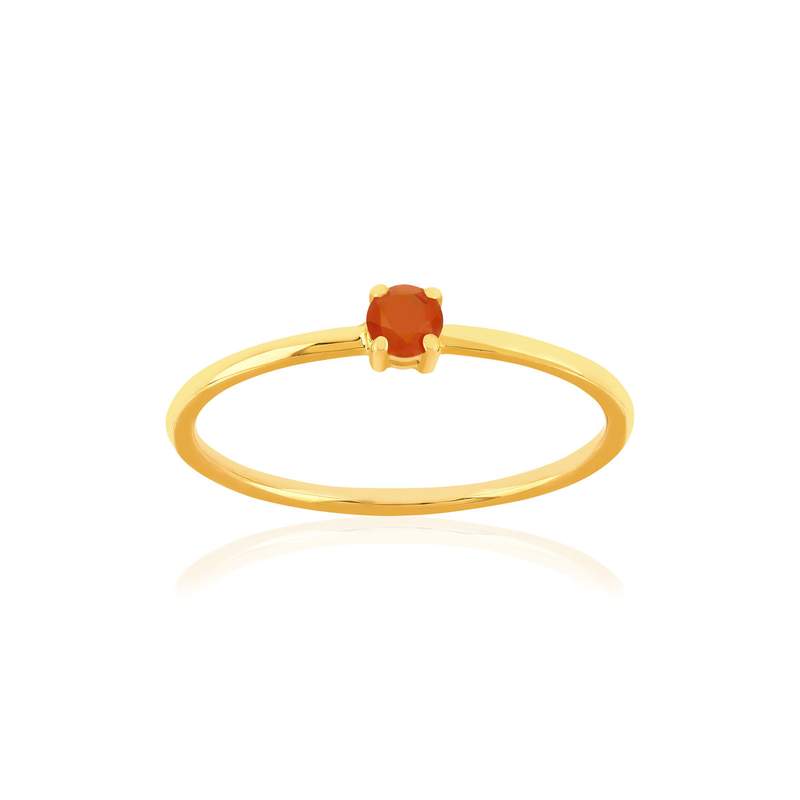 Bague or 375 jaune cornalines - vue 1