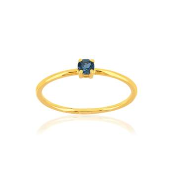 Bague or 375 jaune topaze bleue traitée