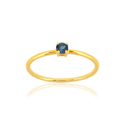 Bague or 375 jaune topaze bleue traitée - vue 1