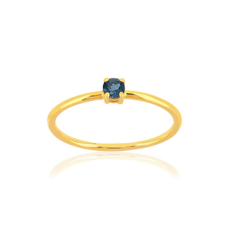 Bague or 375 jaune topaze bleue traitée - vue 1