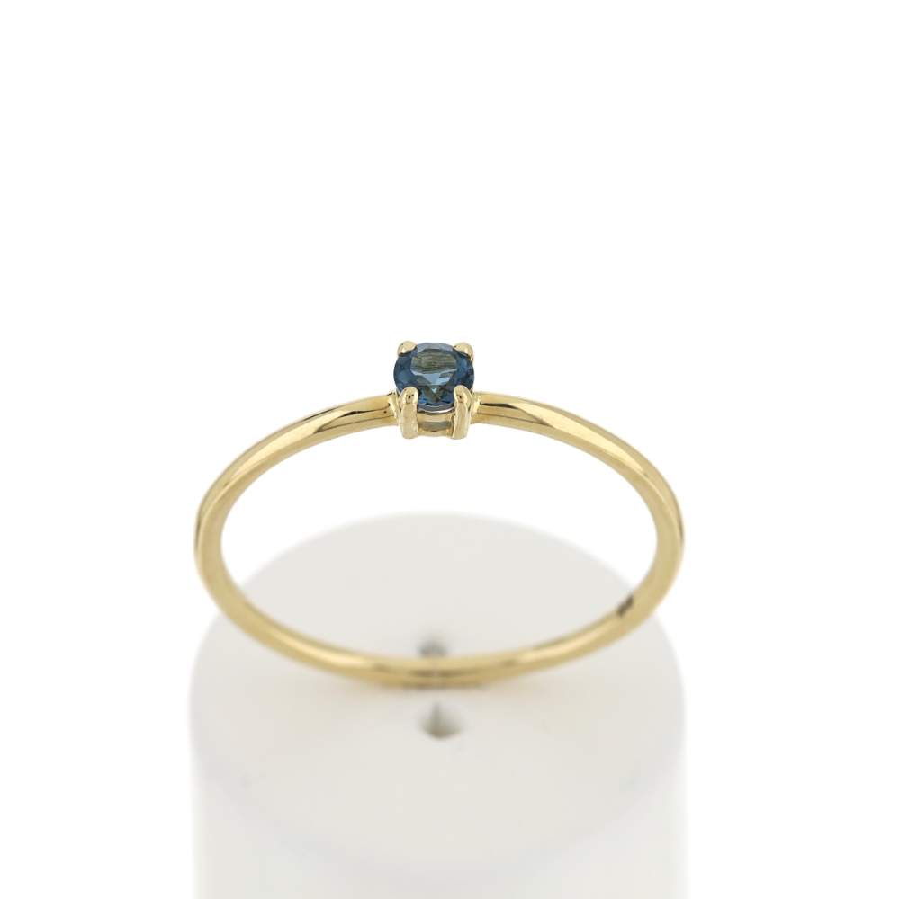 Bague or 375 jaune topaze bleue traitée - vue 1